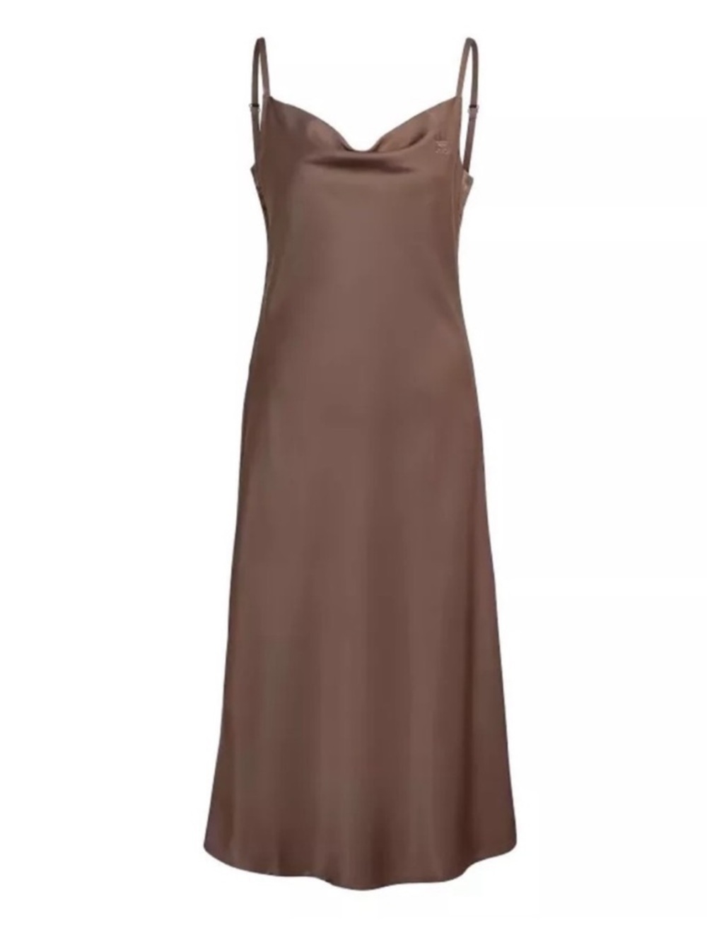Bebe Satin Slip Dress in Mocha Brown